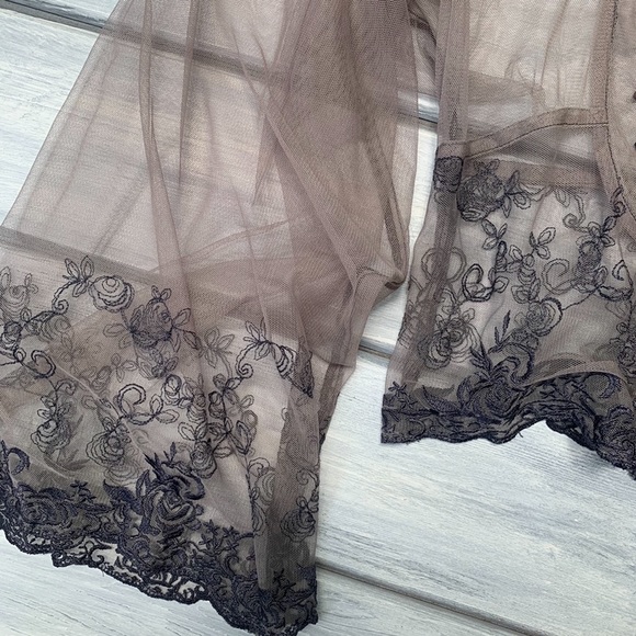 Free People Show Pony Lady Pewter Beaded Mesh Top Sz L - Picture 5 of 16